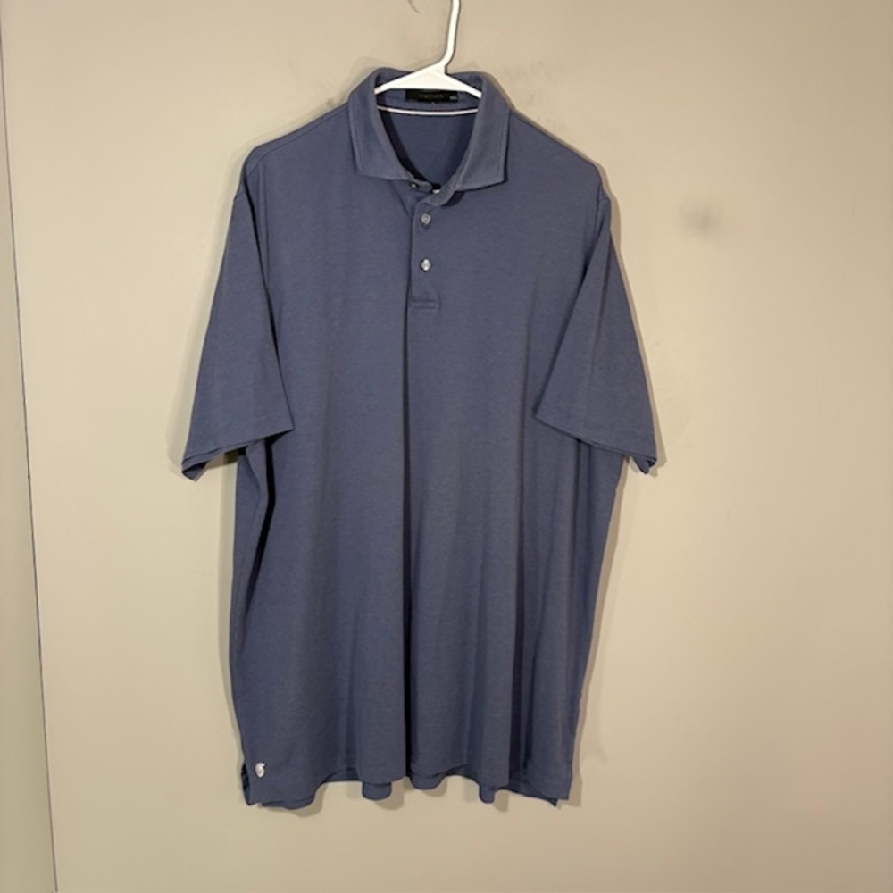 Greyson Polo Shirt Mens 2XL Blue Solid Knit Golf Performance Stretch Top